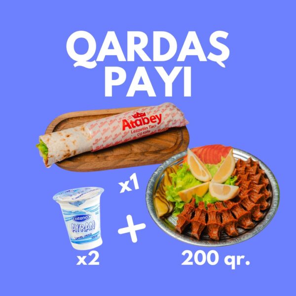 Qardaş Payı (200 qr. + Double Dürüm + 2 ayran)