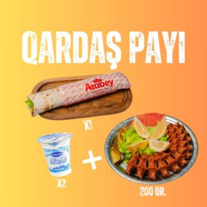 Qardaş Payı (200 qr. + Double Dürüm + 2 ayran)